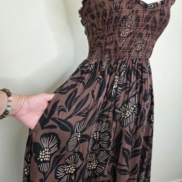 Free People Sweet Nothing Midi/Maxi Dress Women Med Brown Patina Combo Vacation - Picture 10 of 15